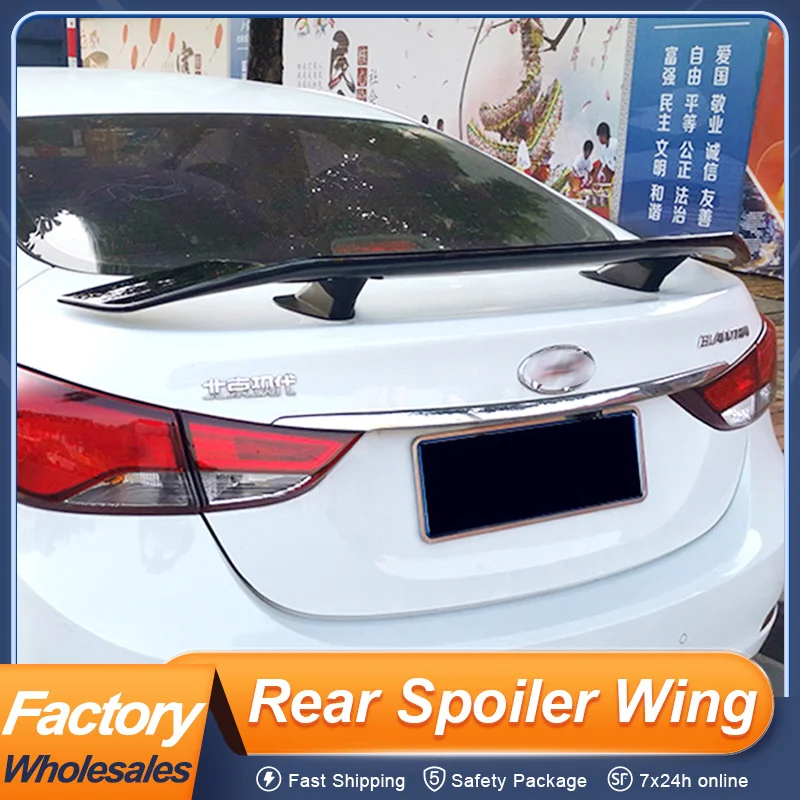 

For Hyundai Elantra 2012 13 14 15 Rear Trunk Lid Car Spoiler Wing GT Sport Universal Fitment ABS Black Carbon Color Accessories