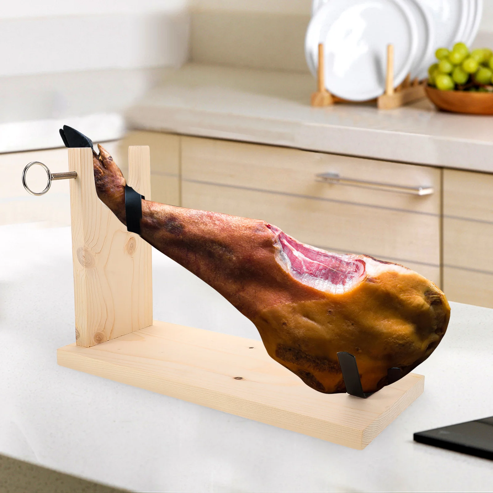 

Wooden U-Shaped Stand For Home Restaurant Stable Slicing Holder Kitchen Spanish Ham Rack Pine Ham Holder Carving Stand Storage