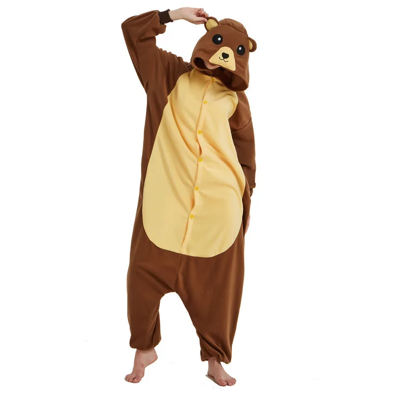 Cartoon Onesies Bear Cosplay Costume Women Pajamas for Halloween Chirstmas Animal Kigurumi Full Body Pijama Couples Homewear