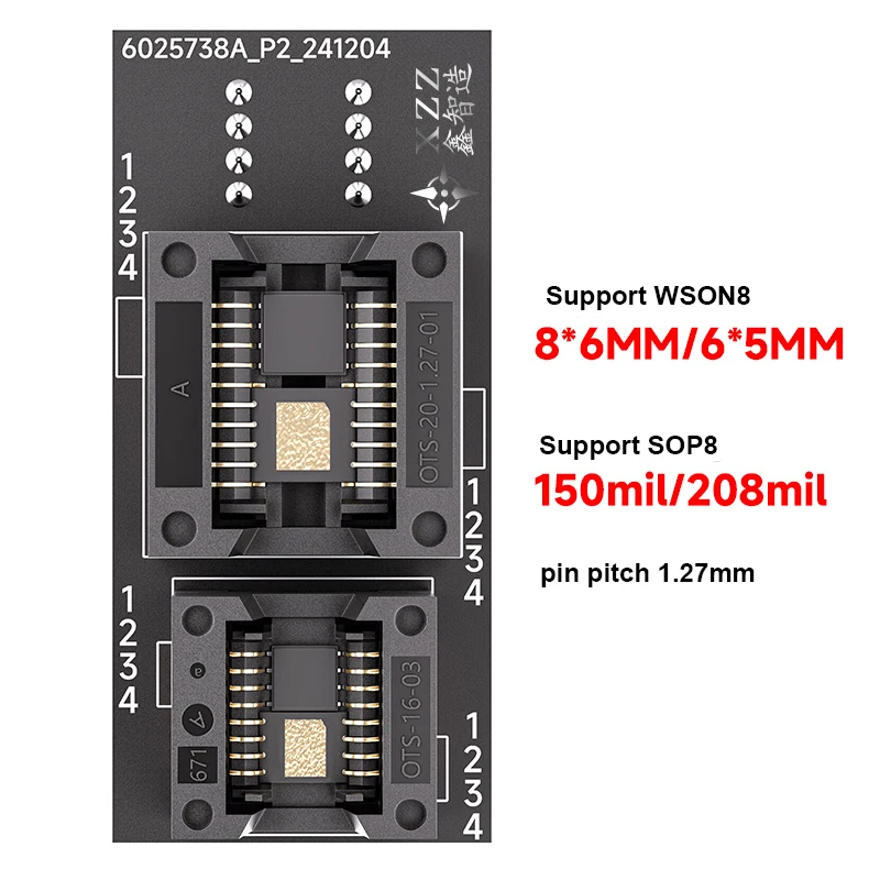 XZZ Universal 4 IN 1 BIOS Burn Adapter Socket BIOS Burning Seat Universal Patch 6x8 5x6MM Support WSON8 SOP8 Socket