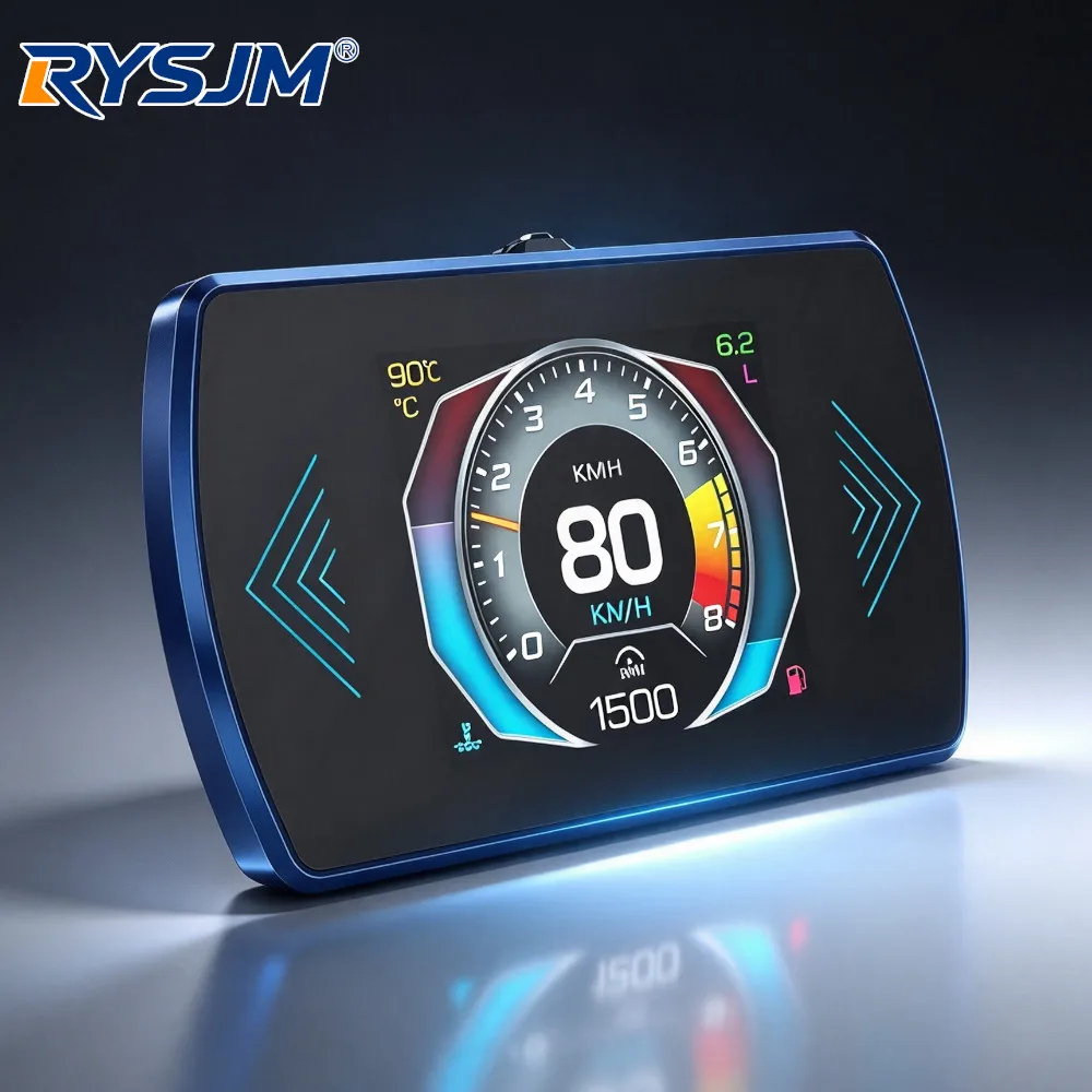 P12 Car HUD Head Up Display OBD2 On-board Computer Multi-Functions Water Temp Fuel Consumption LCD Digital Speedometer Gauge