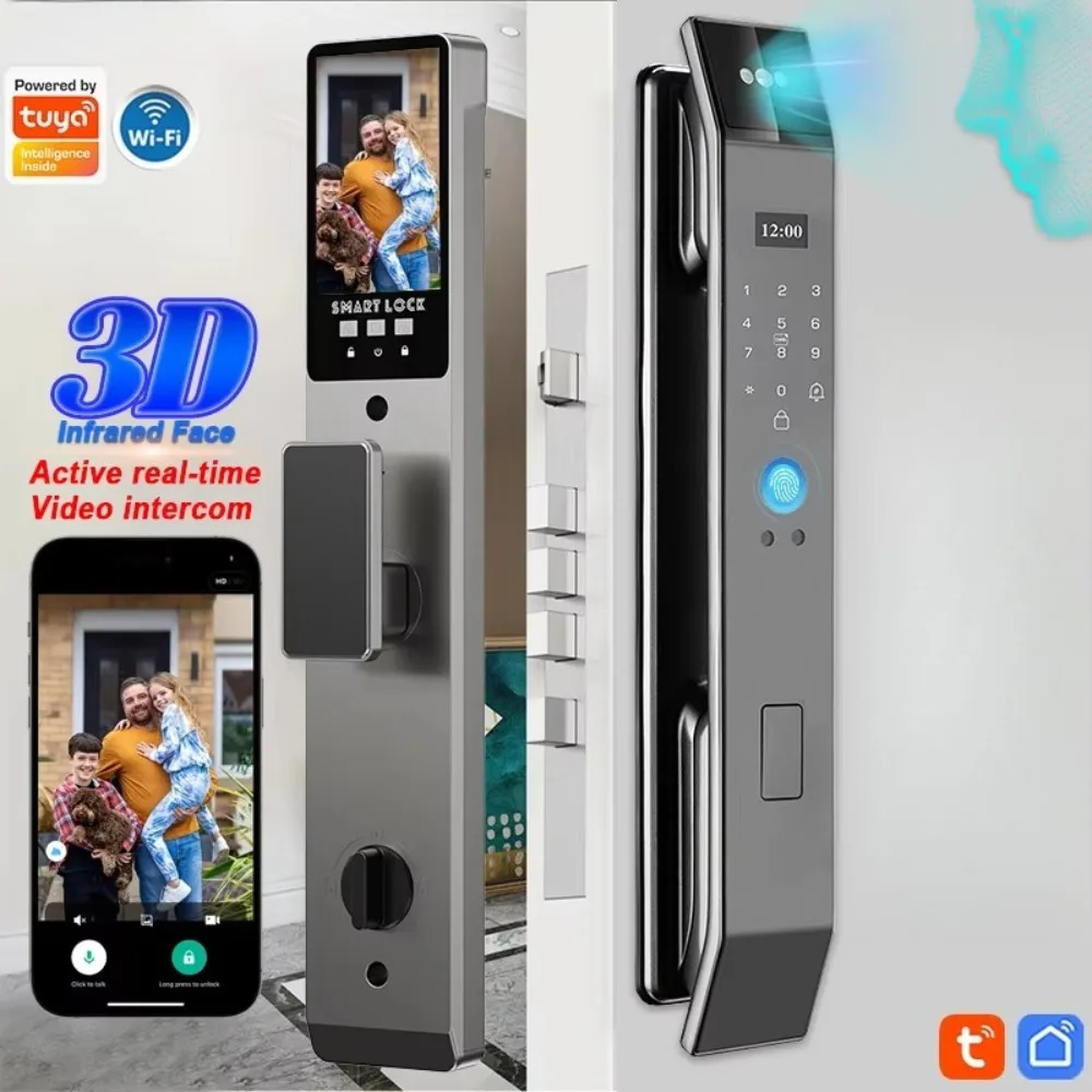 Wifi Tuya APP Face Recognition Smart Door Lock With Camera Video Call Voice Intercom Digital Door Lock Automatic Door Lock