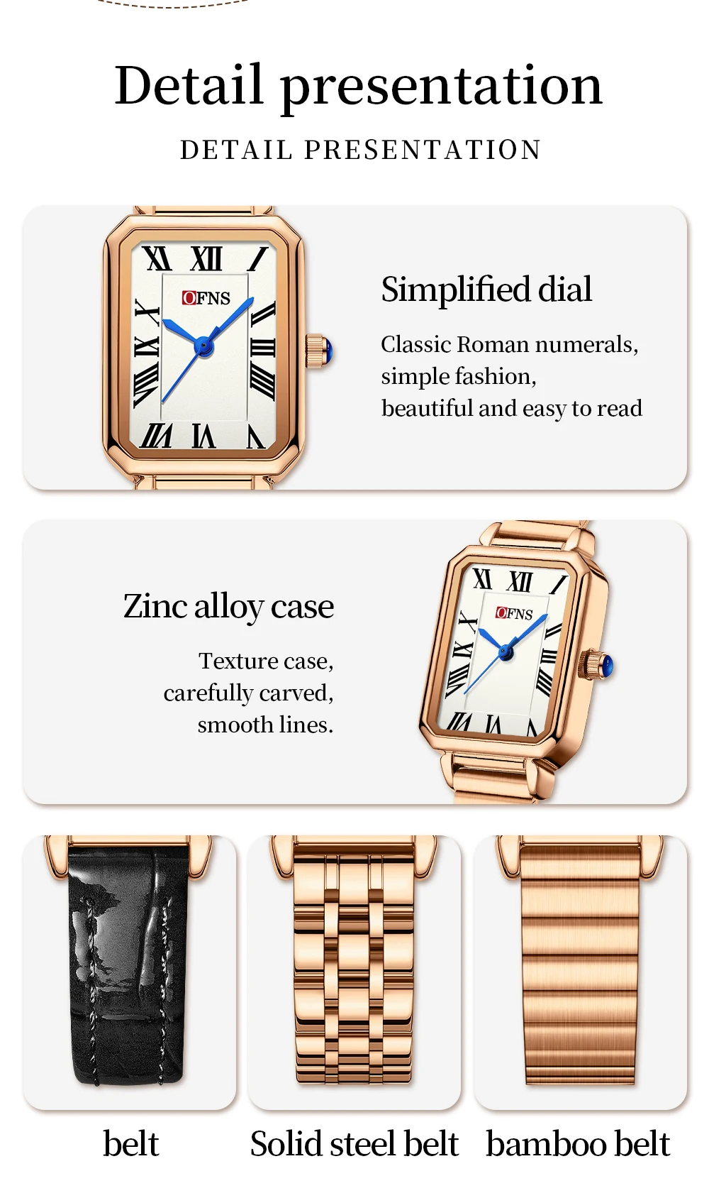 OFNS 1552 женские часы, легкие роскошные квадратные римские кварцевые часы, простые модные водонепроницаемые кварцевые часы 2025