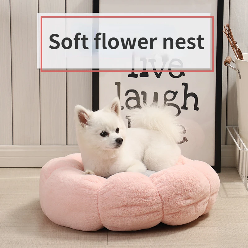 

New Fashion Four Seasons Pet Kennel Pet Supplies Dog Kennel Round Flower Cat Kennel French Bulldog Golden Teddy Small Kennel