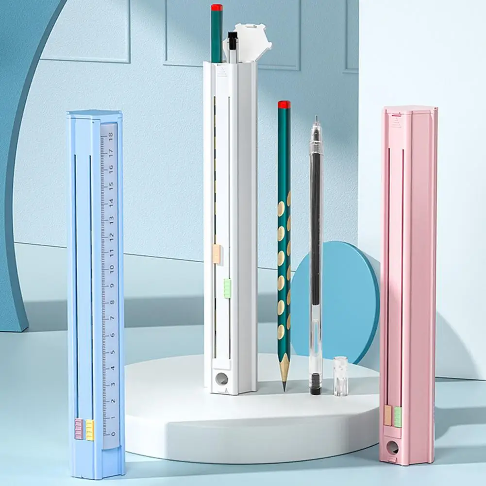 6本の鉛筆削りを備えたポータブル鉛筆ケース,1つの定規と6つの鉛筆削りを備えた鉛筆ケース,コンテナ,学用品が含まれています