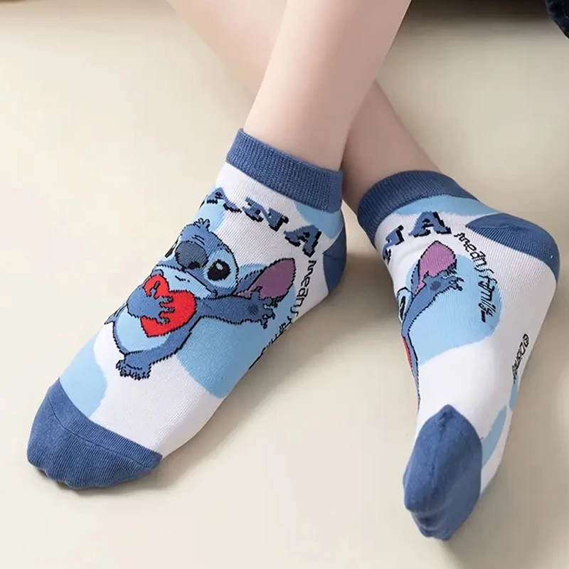 10/20/30 podwójna wiosna/lato moda unisex Disney śliczne Anime Cartoon Stitch Mickey Mouse wszechstronne Casual płytkie skarpetki statku