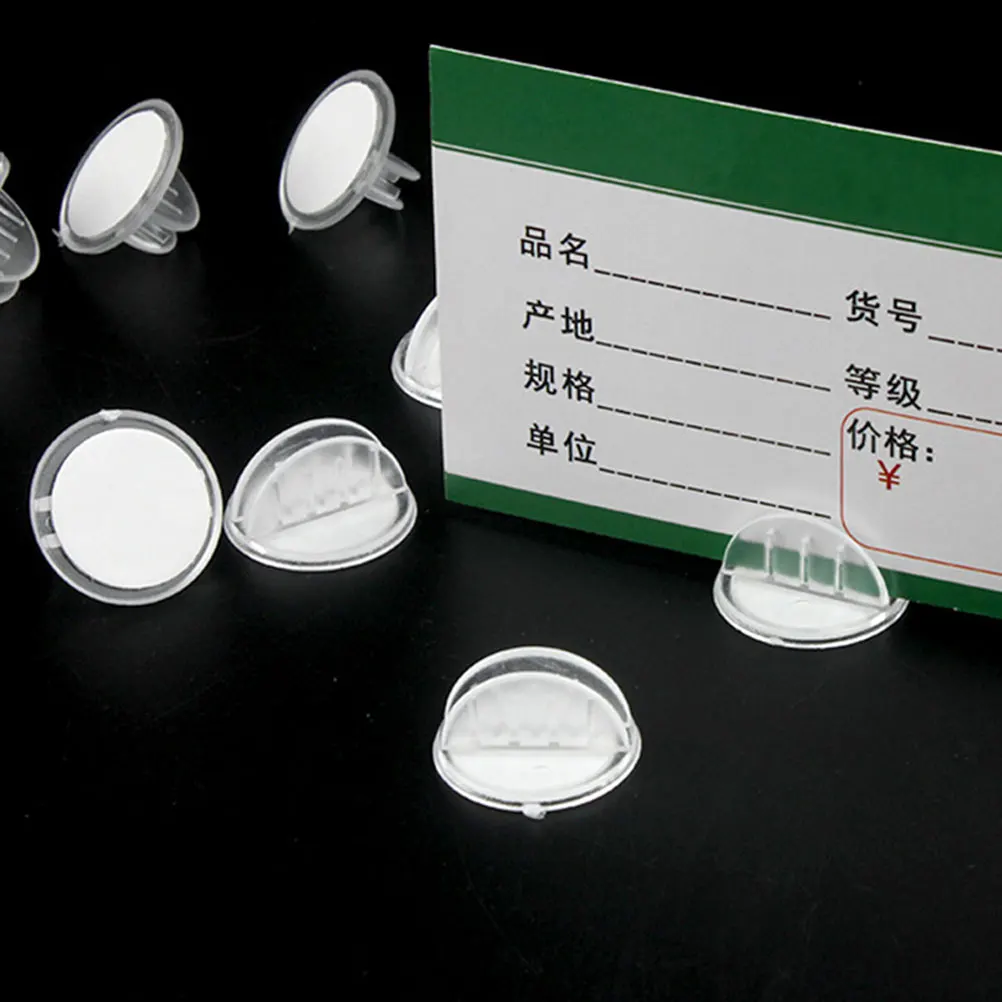 

25 Pcs Label Holder Plastic Sign Clips Display Tags Price Tag Clip For Shelves Retail Signs Card Holders Adhesive Base