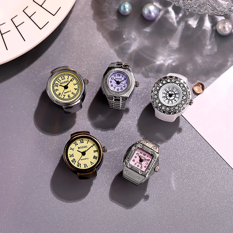 New Ring Watch Hot Selling Creative Circular Dial Alloy Shell Finger Couple Men And Women