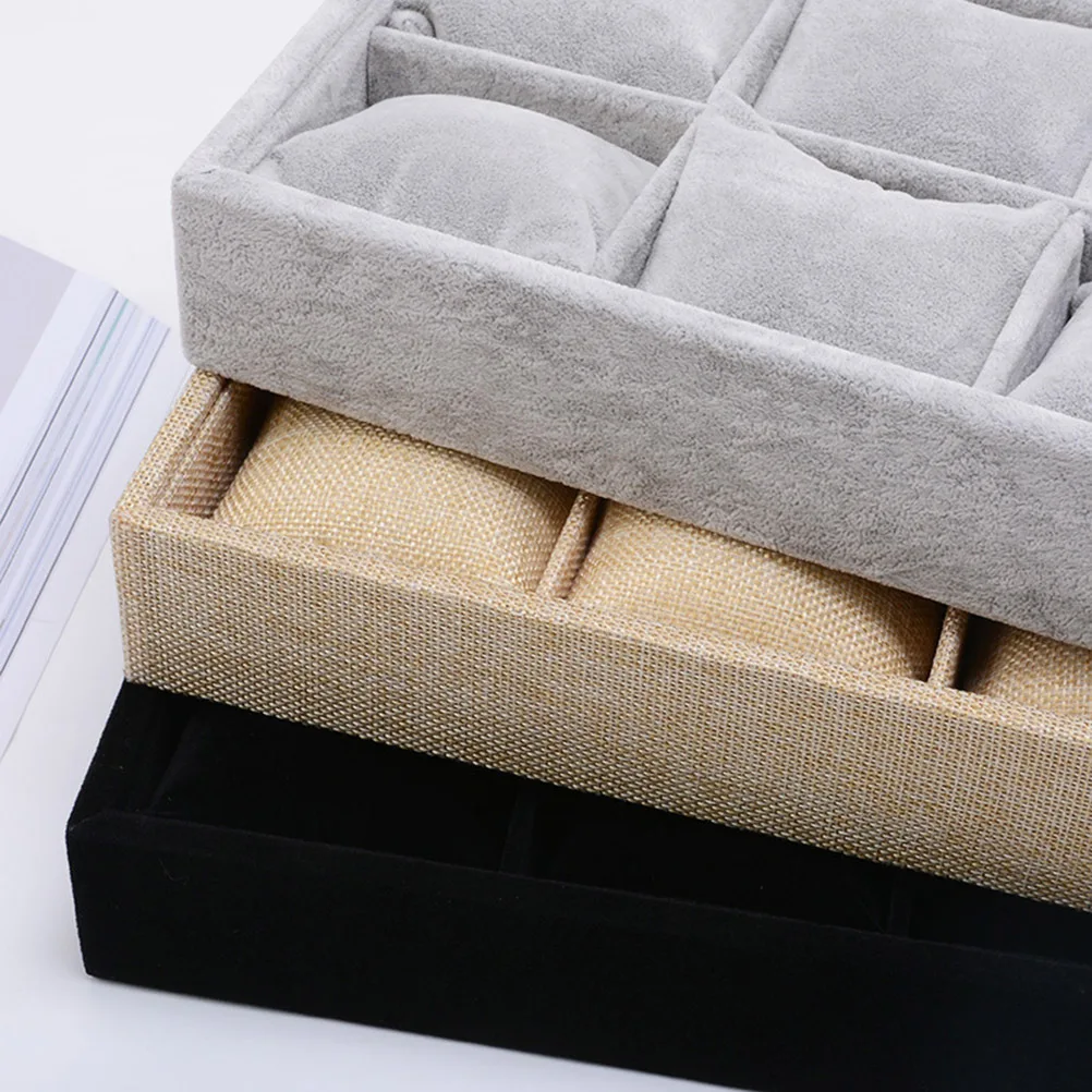 

1Pcs Jewelry Display Organizer Box 12 Compartments Grey Watch Rings Earrings Tray Storage Case Home Business Use