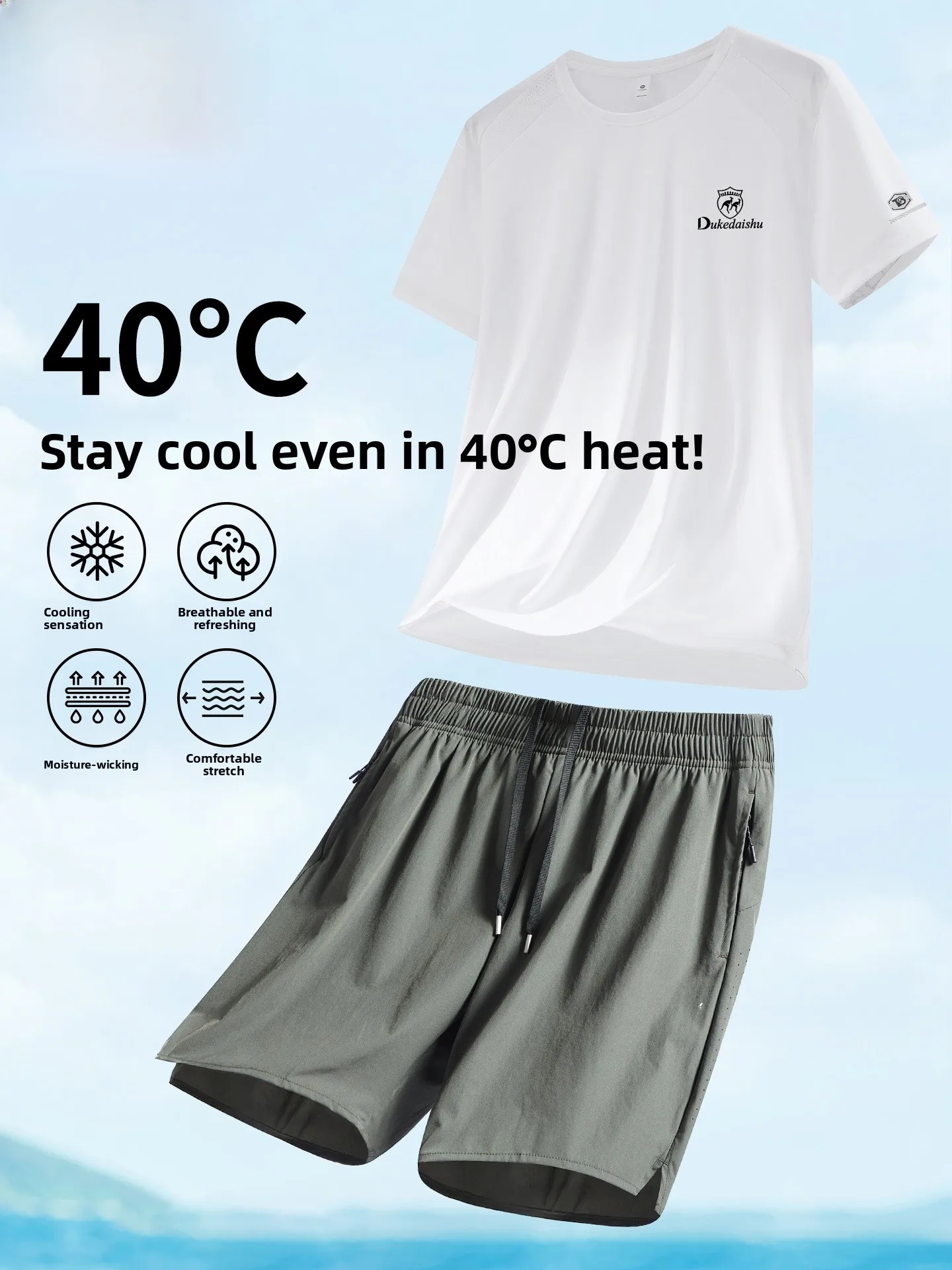 

Men's Qui Dry Sports Set Summer Ice Silk Lightweight Gym Running ort Sve orts Set Trendy Casual Sportswear