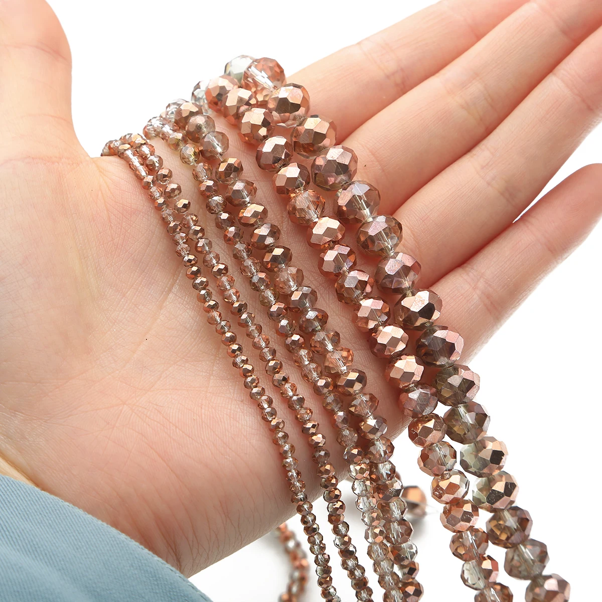 2/3/4/6/8/10mm Rose Gold Faceted Glass Beads Crystal Rondelle Loose thread Bead For Jewelry Making DIY Bracelet Necklace Making