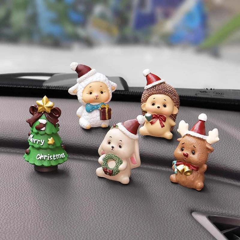 Weihnachtsdekorationen Mikrolandschaft Tischdekorationen Überraschungsbox Geschenk Weihnachtsmann Rentier Niedliche Dekoration für Auto-Innenräume – Detail 6