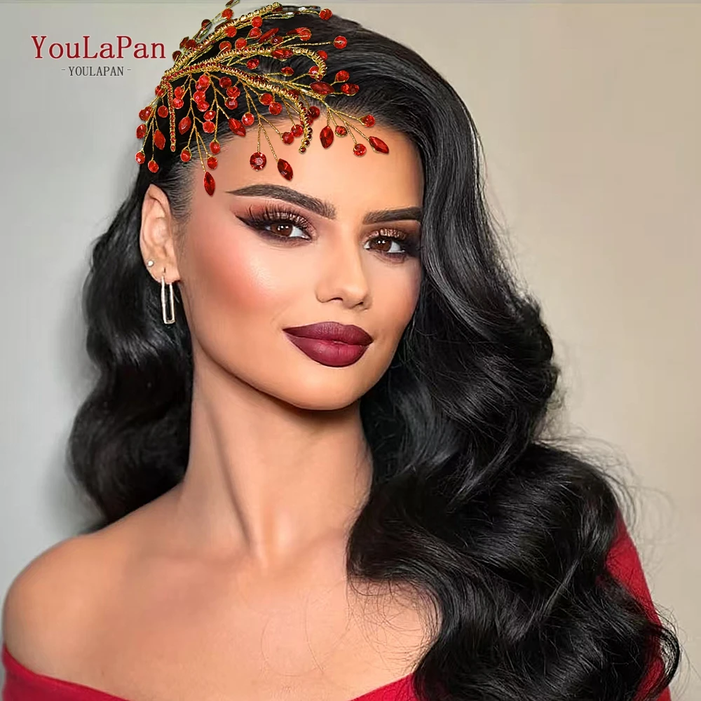 

YouLaPan Colorful Headwear Bridal Wedding Headpiece Hair Accessories Handmade Leaves Shape Headband Rhinestone Hairwear HP587
