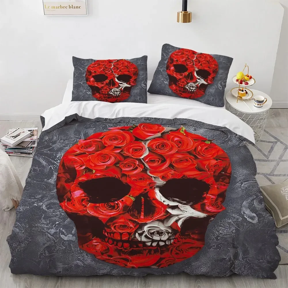 Die Skull Flame Skulls 3D NEW Duvet Cover Pillowcase Bedding Set Adult Boy Girl Bedroom Decoration Children Single Double Large