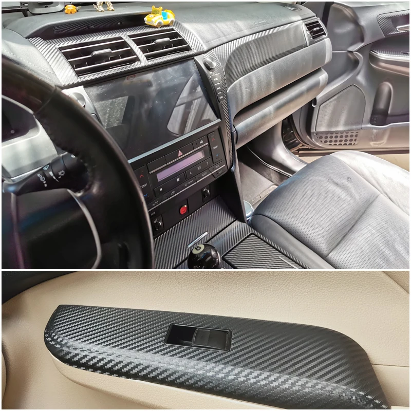 Carbon Fiber Interior car Sticker For Toyota Camry XV50 2012-2016 Central Console Gear Shift Panel Door Handle Cover Trim