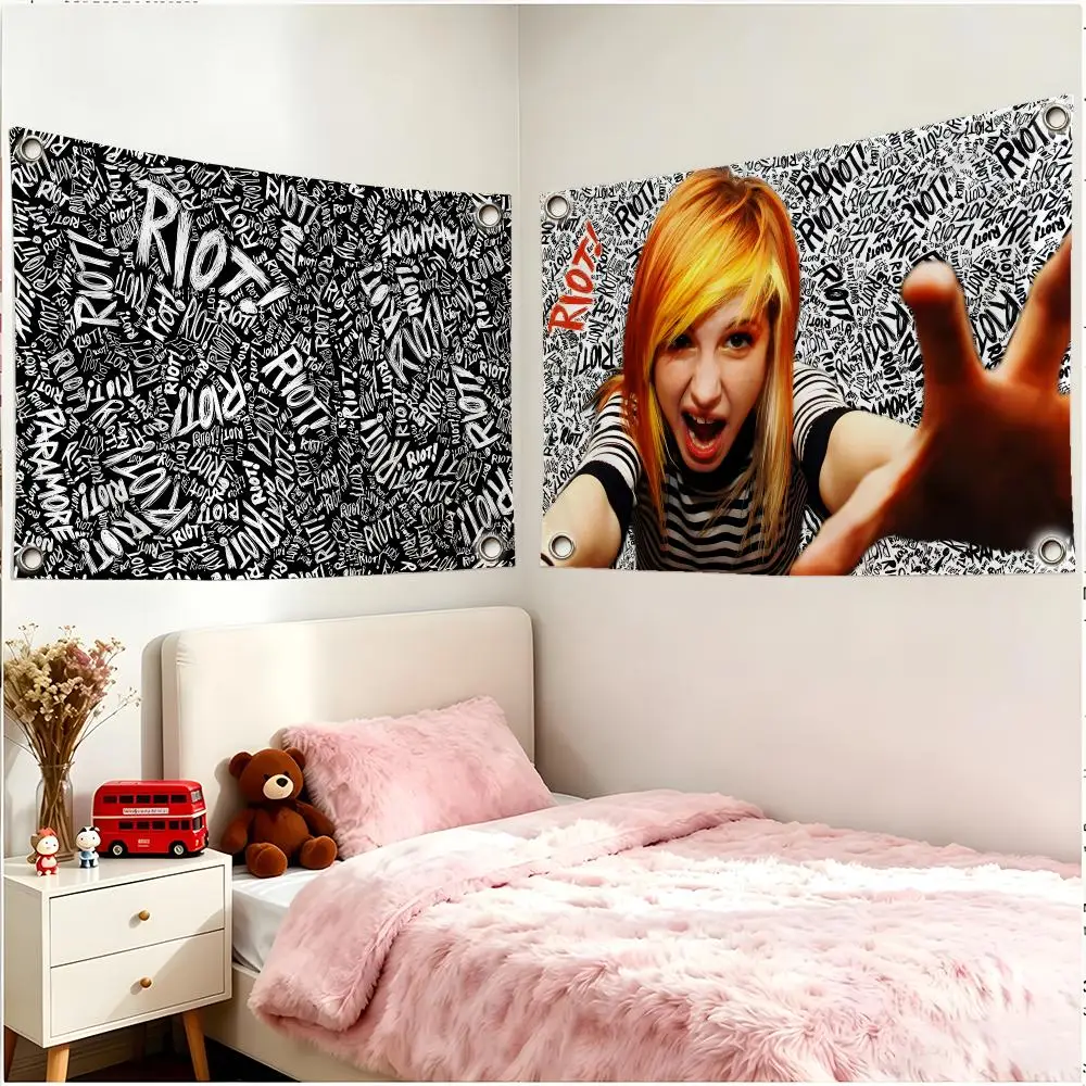 Singer Rock Hayley Williams Flags Four Ring Borderless Art Decor Indoor Outdoor Use Simple Hang And Install