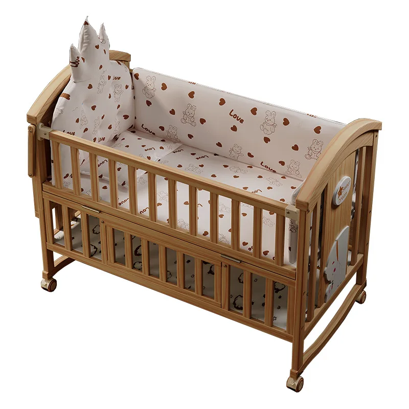 Crib Splicing Queen Bed Movable Baby Newborn Cradle Children
