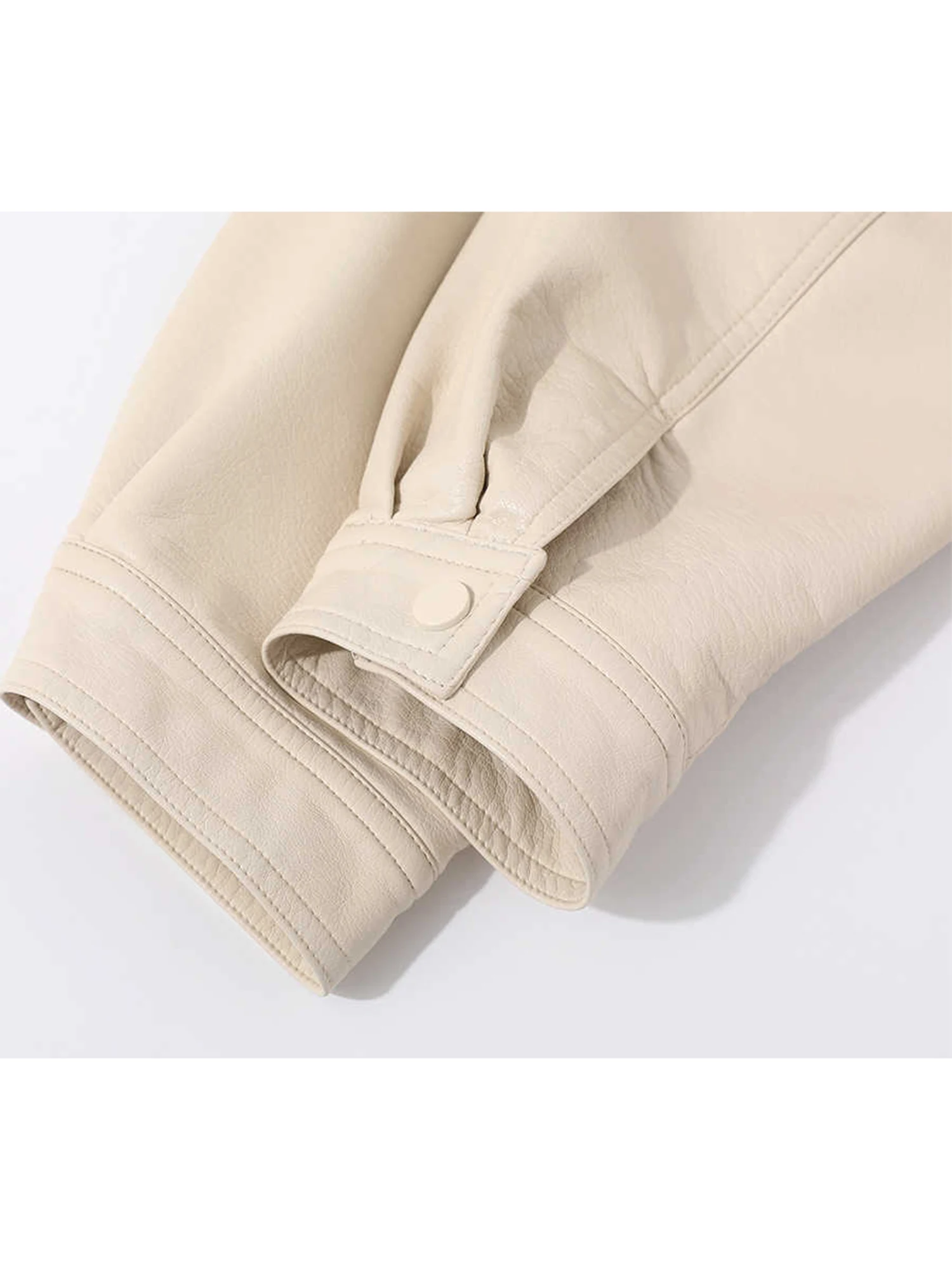 Veste de moto en cuir PU abricot pour femme, manteau court, Vintage Mustang, Streetwear, vêtements d'extérieur amples, vêtements d'automne des années 2000