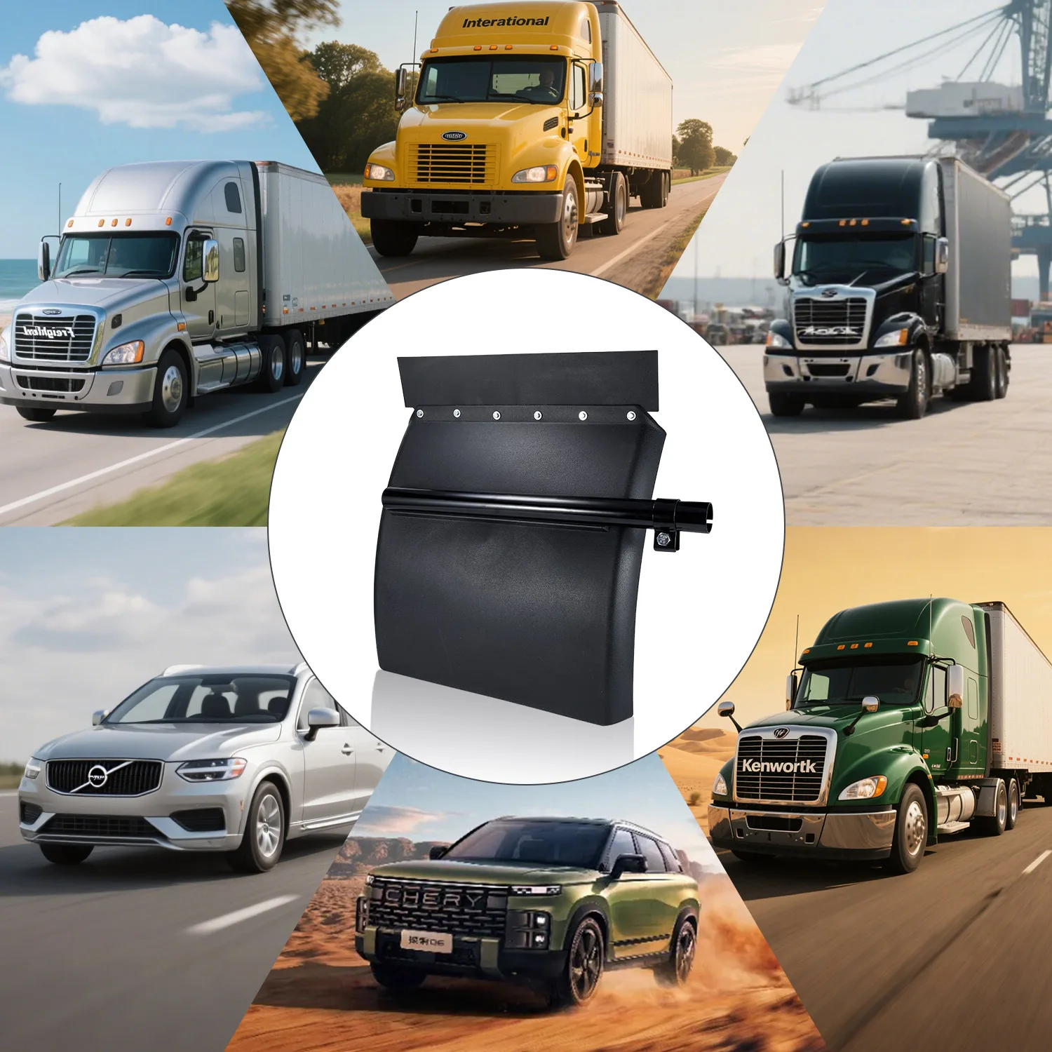 

24" x 24" Quarter Fender Kit Set For Semi Truck,Tube Bracket And Mounting Hardware Included, Right Left,Quarter Fender Kit Set