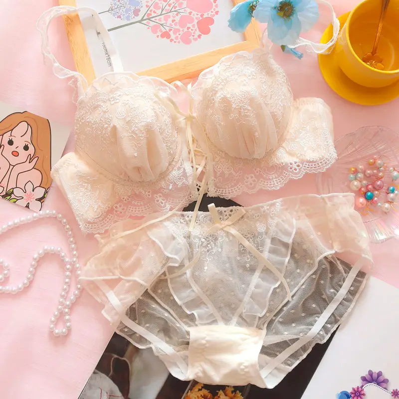 Fairy lingerie Japanese lace up small chest gathers sweet and cute loli girl bra