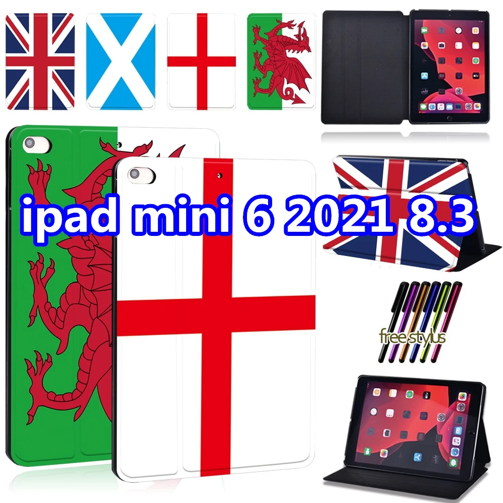 

tablet case for IPad Mini 6 A2567 A2568 A2569 Funda IPad Mini 6 2021 8.3 case Leather flag pattern ultra thin Protective Cover