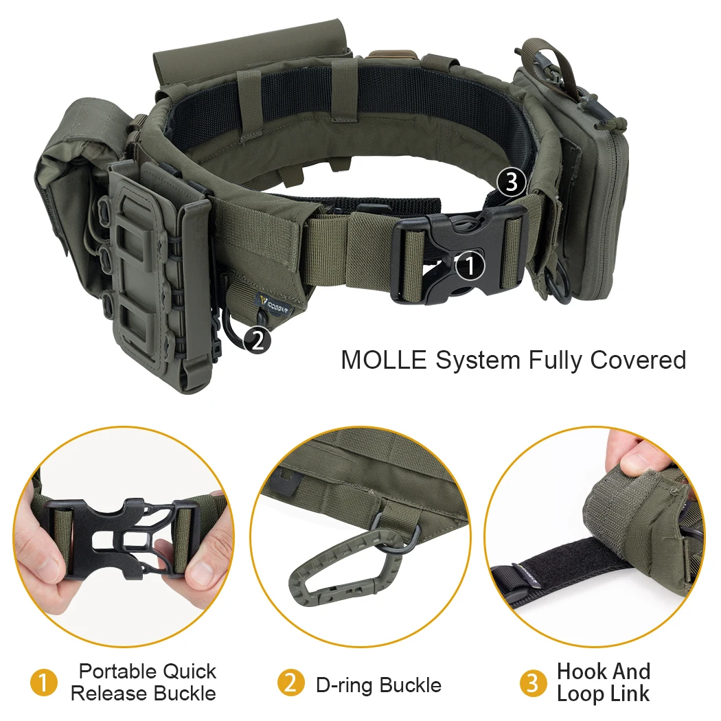 IDOGEAR Tactical Belt MOLLE  Modular Rigger\'s Belt Adjustable Combat Belt With Inner Belt And Outer Belt Set 3424