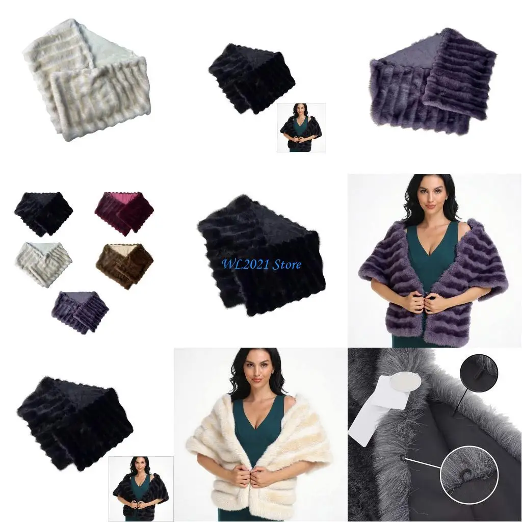 G5GC Akcesoria ślubne Szal ze sztucznego futra Zimowy ocieplacz Panna młoda Stole na spotkania na świeżym powietrzu Wieczór