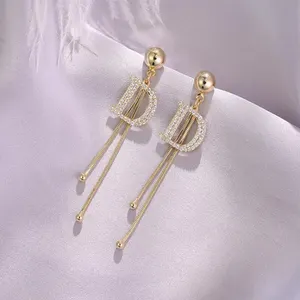 Temperament full of Long earrings gold gold-borne fashion earrings red mesh female earrings 10 Main Sales Red Earring - №5