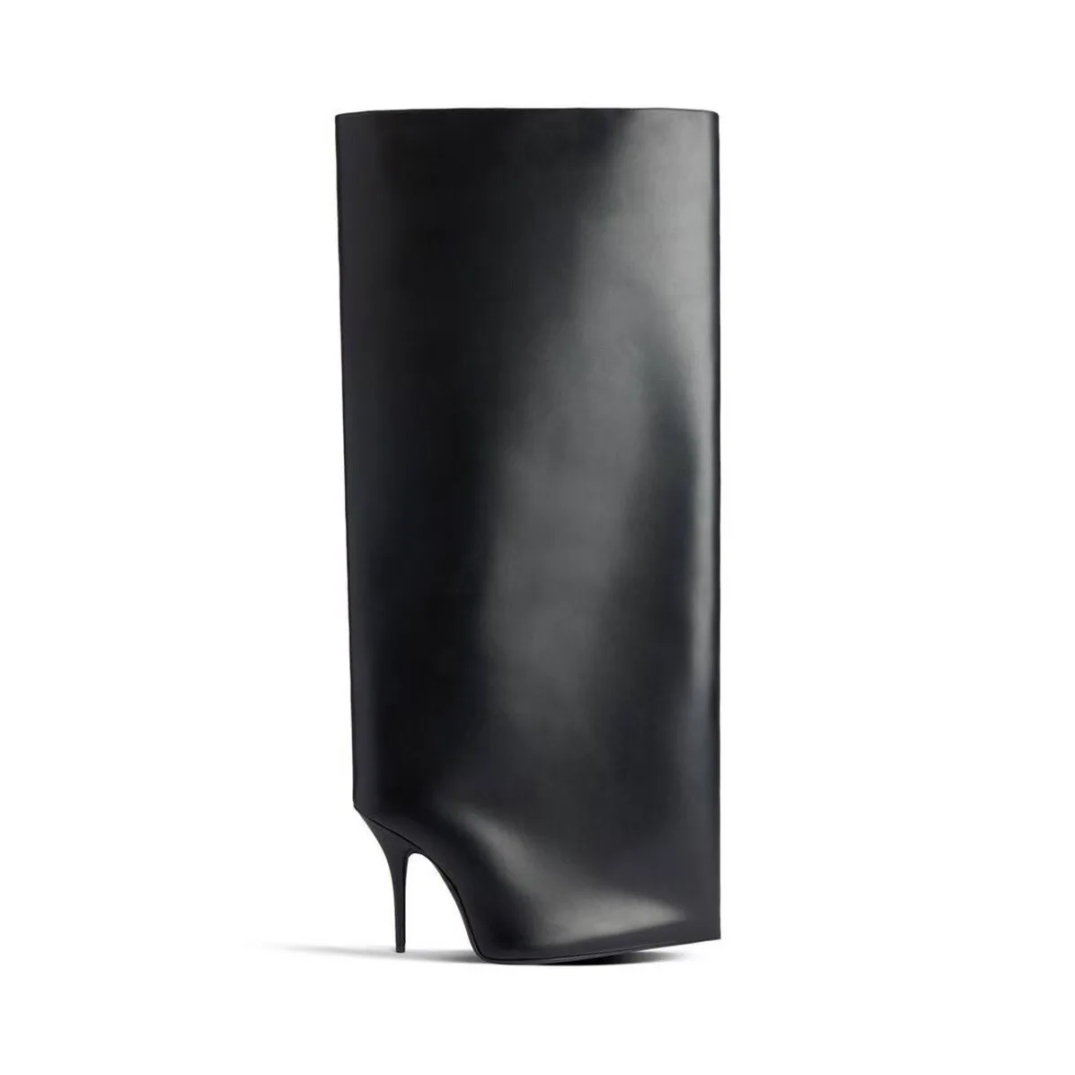 

Black PU Leather Strange Style Knee- High Women Boots Stiletto High Heels Slip On Design Large Size Fashion Lady Shoes