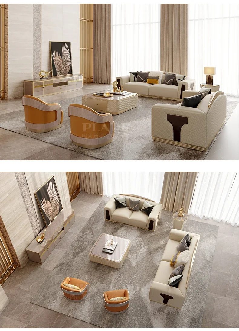 

Легкий роскошный современный ТВ-шкаф и чайный столик, комбинация высококачественного роскошного аудиовизуального шкафа для гостиной