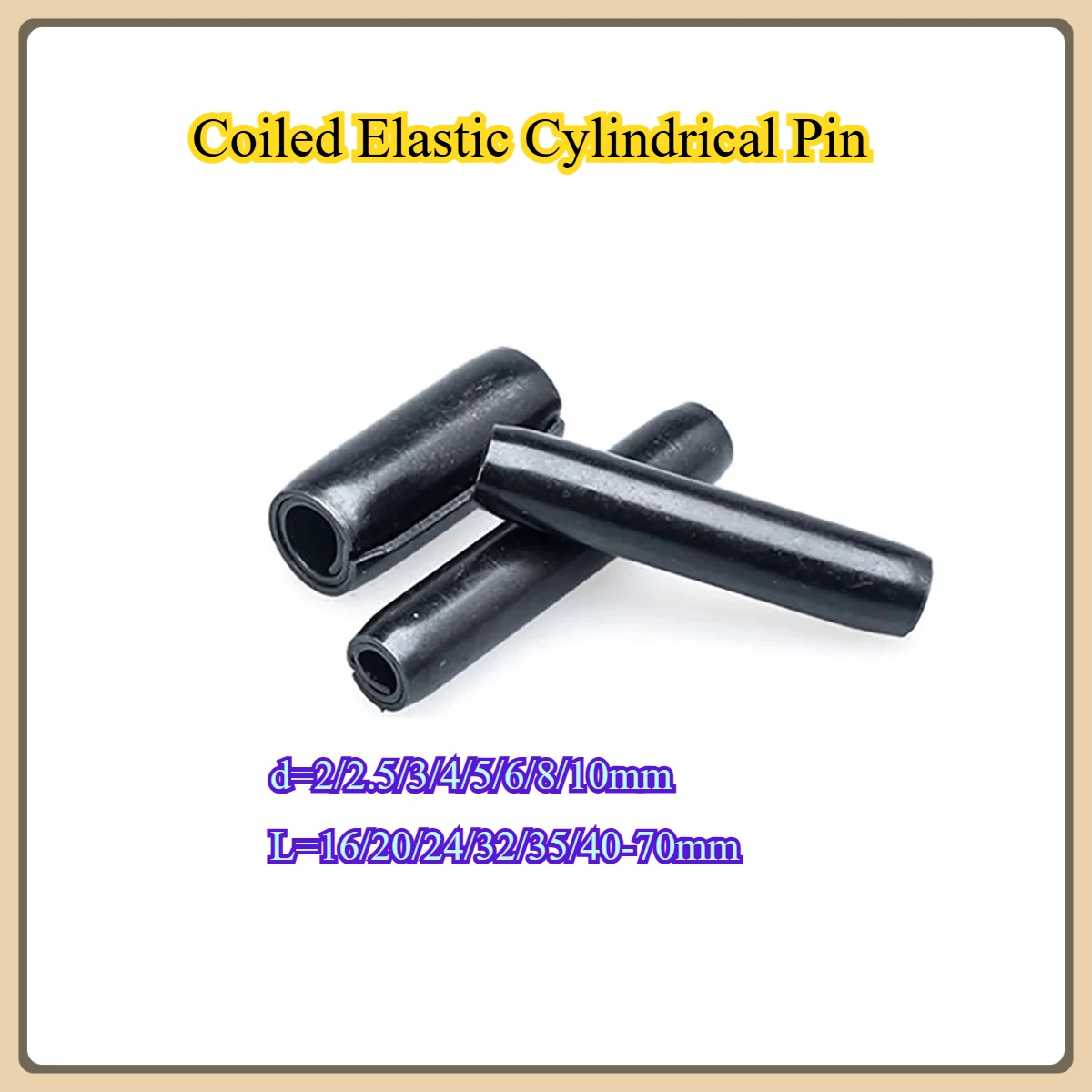 

Coiled Elastic Cylindrical Pin / Iron Sheet Spiral Spring Pin M2M2.5M3M4M5M6M8M10M12
