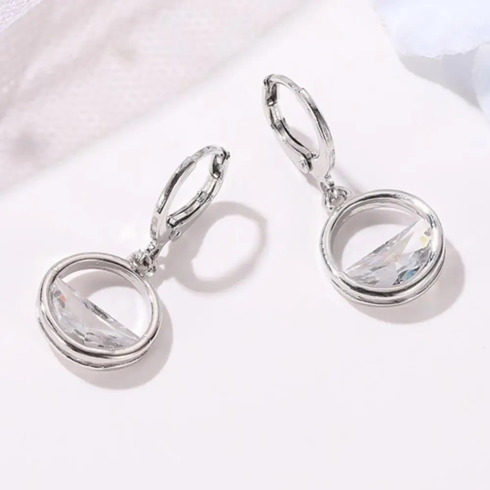 Women Cubic Zirconia Round Pendant Necklace Earrings Set Jewelry Gift Wedding Jewelry Sets For Women Wedding Dress Accessories