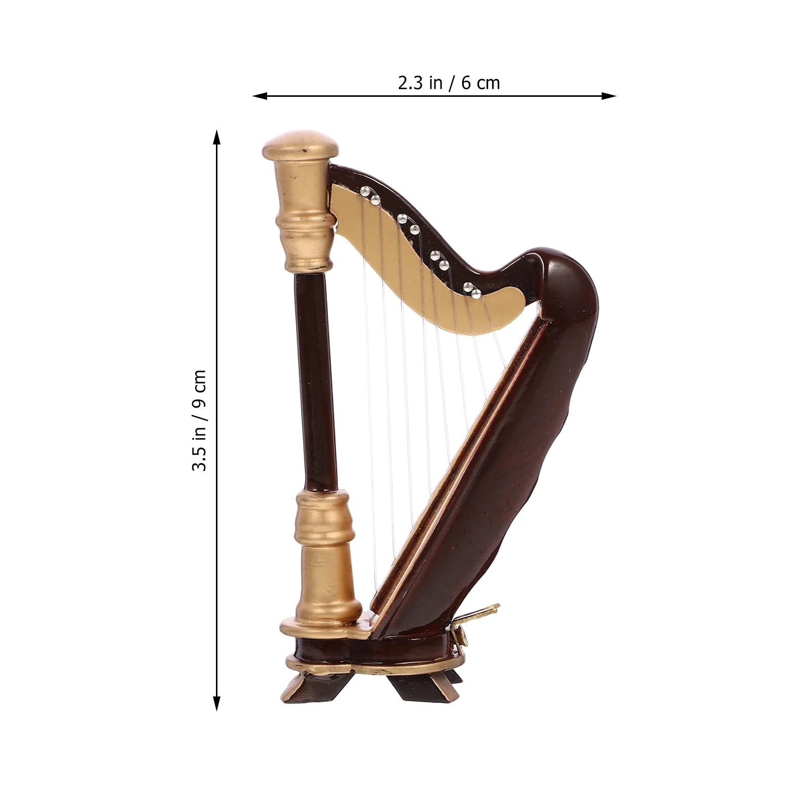 Mini Harp Kid Furniture Musical Instrument Replica Miniture House Figurine Childrens Toys with Case Wooden Model Miniature Baby