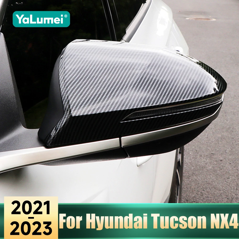 

ABS External Accessories For Hyundai Tucson NX4 Hybrid 2021 2022 2023 N Line Car Rearview Mirror Rain Eyebrow Cap Sequin Cover