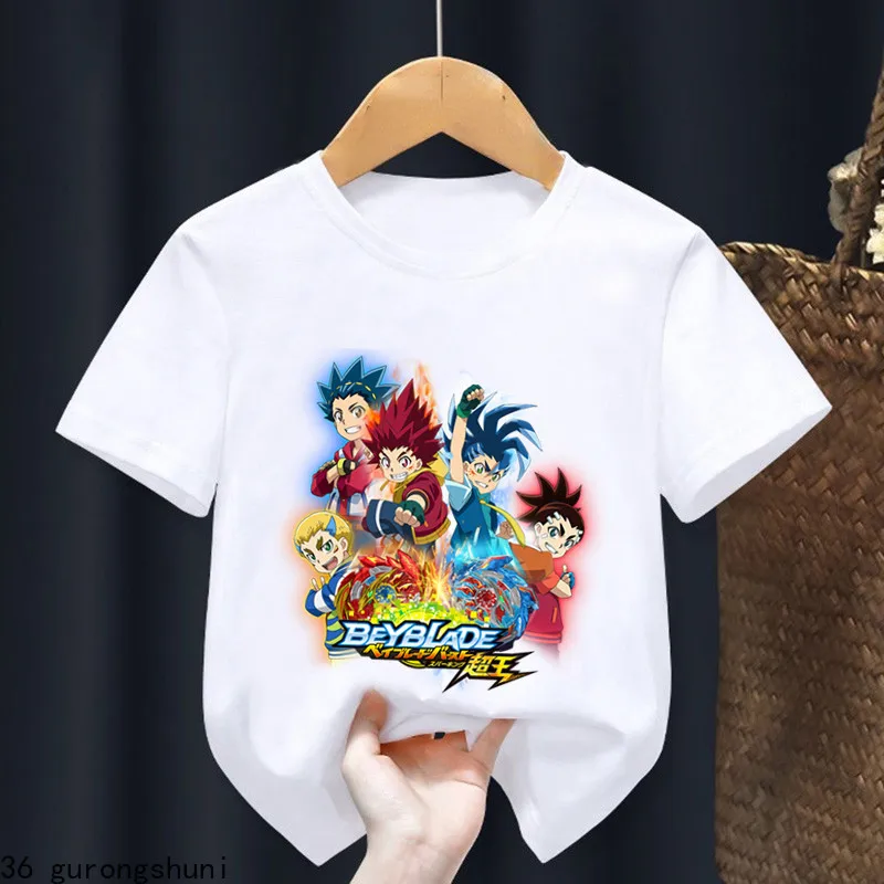 2024 Beyblade Burst Evolution Print Kids T Shirt Girls Summer Tops Baby Boys Clothes Cartoon Children Short Sleeve T-shirt