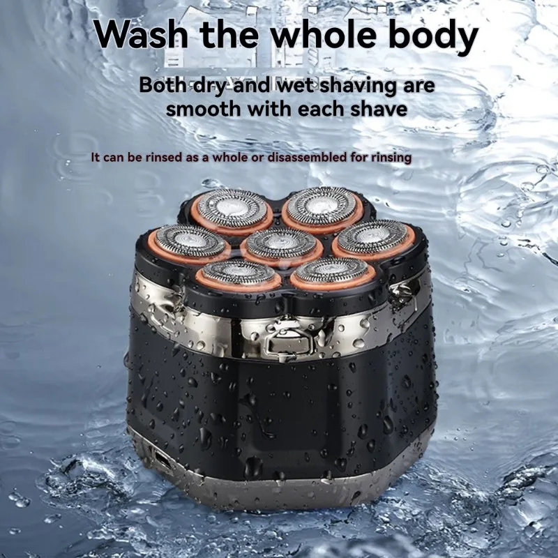 

B47B-For Men's Electric Shaver 7-Blade Head, Magnetic Suction, Digital Display, Full Body Wash, 120-Min Battery Life