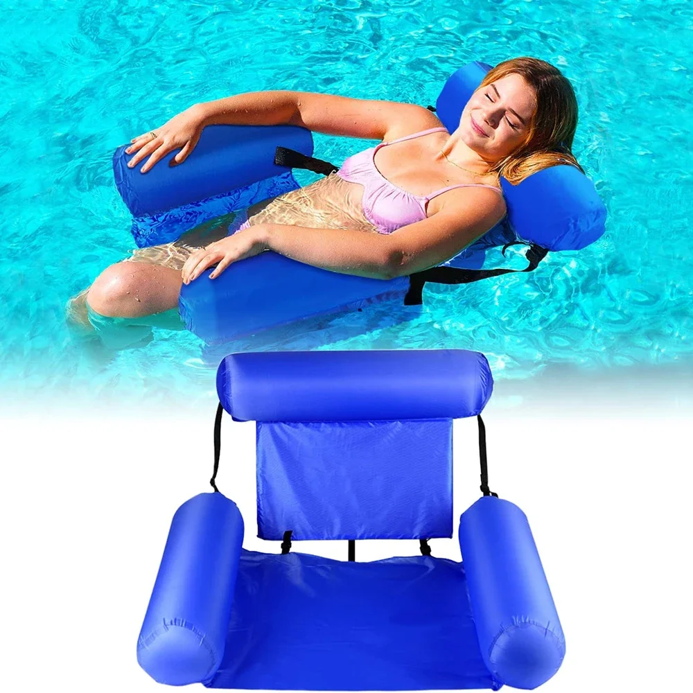 Inflatable Foldable Floating Row Backrest Air Mattresses Bed Beach Swimming Pool Water Sports Lounger float Chair Hammock Mat