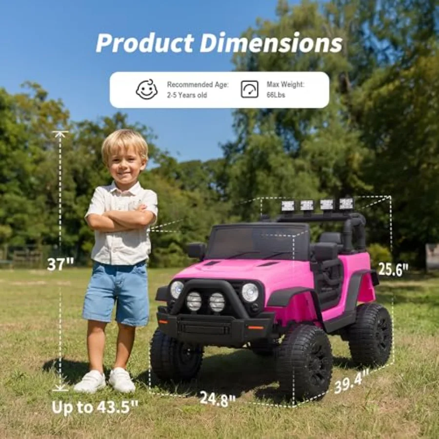 Ride on Car Toy 12V Auto elettrica con luce LED telecomandata - Rosa caldo