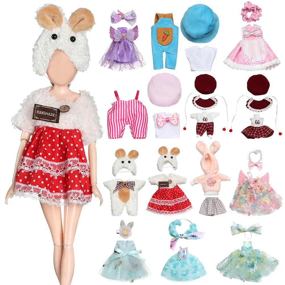 Fashion Suit Dress Up Skirt Cute Clothes Uniform for 1/12 BJD Dolls 16cm 17cm OB11 Doll for Girls Kids Doll Toys Accessories