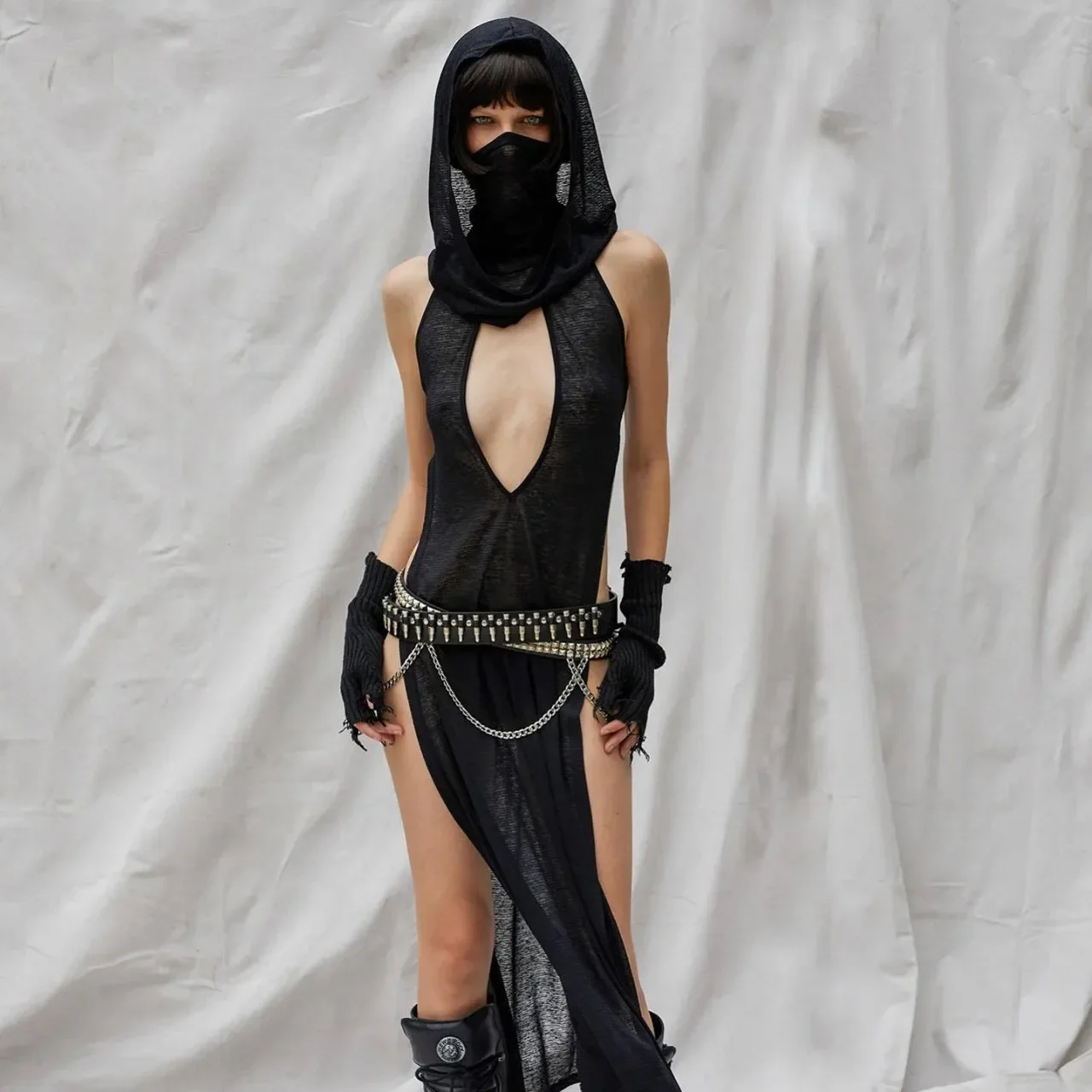 2024NEW Sexy Witch Cosplay For Woman Assassin Cosplay Black Hooded Dress Sexy Halloween Costumes For Adults Gohst Bride