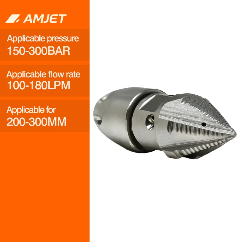

Nozzle Pressure150-350bar Sewer Jetting Nozzle 100-180Lpm Pipe Cleaning Nozzle for Using of Different Machine