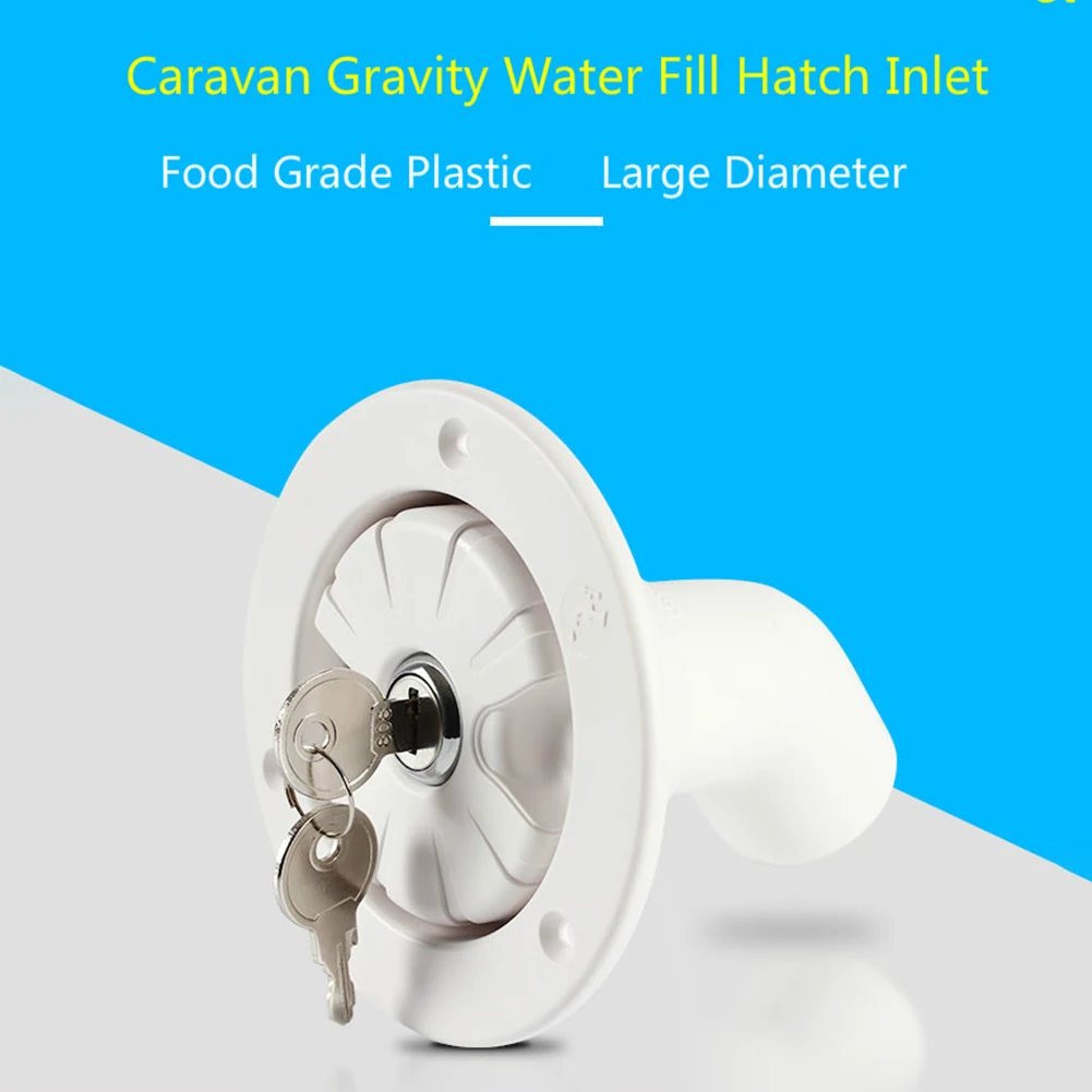 Inlet Filter Lockable Gravity Water Inlet Filler Dustproof RV Parts Filler Neck RV Boat Camper Trailer White Caravan Accessories