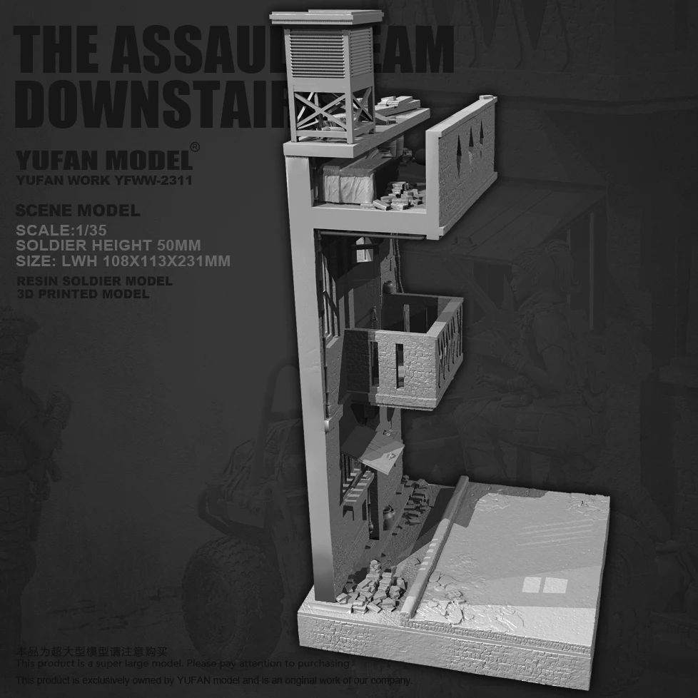 YUFAN modèle 1/35 figurine en résine scène moderne centre-ville femme équipe d'assaut scène incolore et auto-assemblé YFWW-2311 + 3D