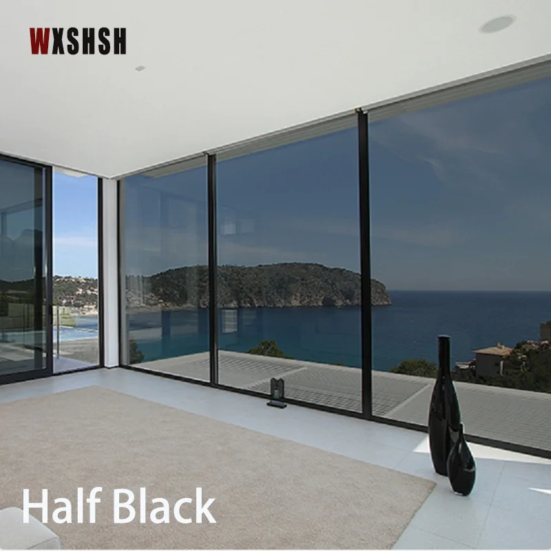 Window Glass Vinyl film Self-Adhesive Privacy Protection Mirror sticker UV-Proof Sun-Blocking For Home Office Market Half Black