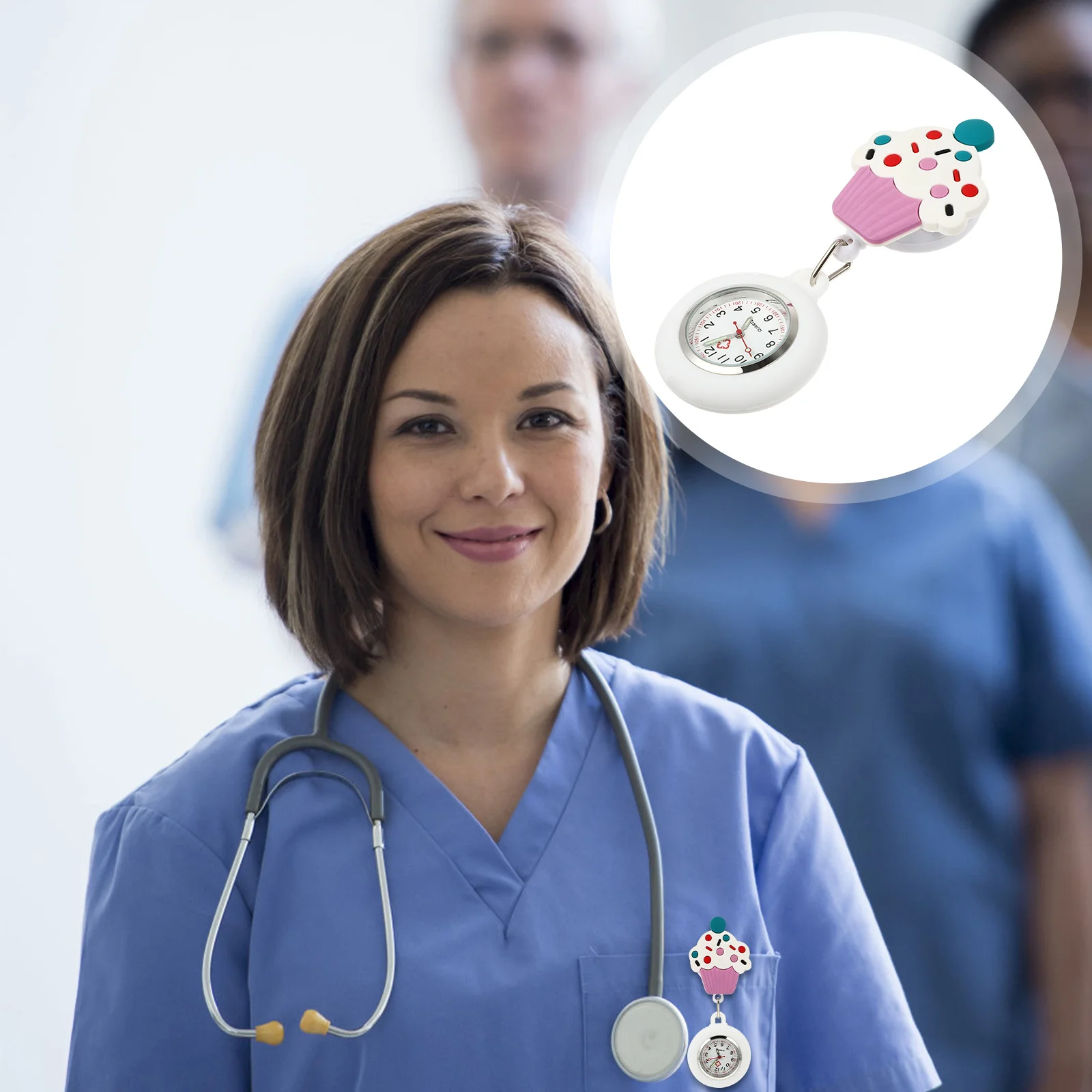 ساعة جيب للممرضات من السيليكون الناعم، تصميم بمشبك قابل للسحب لطلاب الموظفين الطبيين، ساعة متينة لطية صدر السترة، ساعة للرضاعة #4