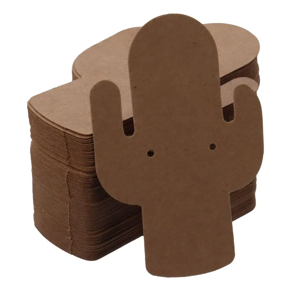 크래프트 종이 선인장 귀걸이 카드, 쥬얼리 카드, 선인장 모양 다크 브라운 귀걸이 디스플레이 카드, 선인장 모양 귀걸이 카드, DIY 공예