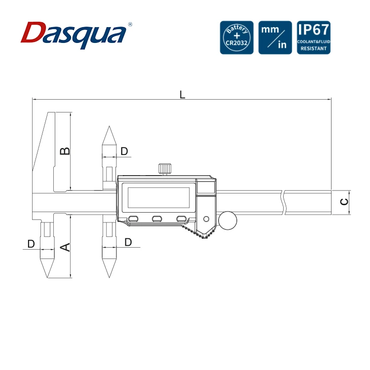 Dasqua 5-300mm 0.01 Resolution Digital Certerline Apothem Caliper 10-500 Digimatic Center Distance Caliper  Measuring Tool