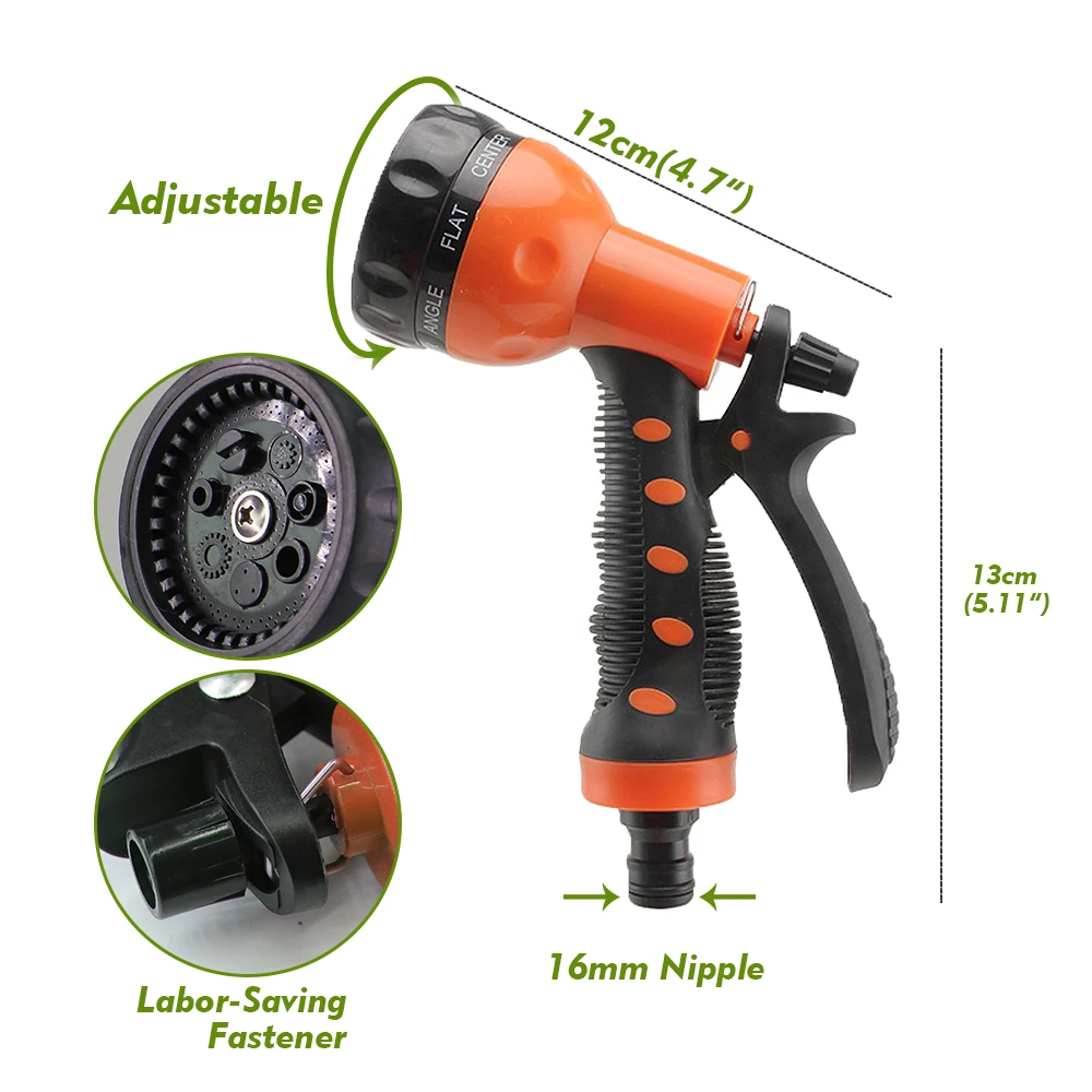 12M Portable Garden Hose Reels with Water Gun Set for Outdoor Courtyard Plants Irrigation Car Wash Pipe Sprayer Storage Rack