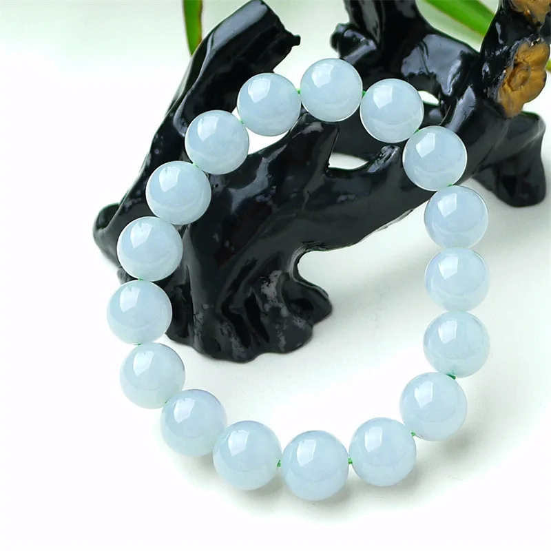 Myanmar Natural a Women's Bracelet Bead Ice-like round Beads Jade 17 49.08G