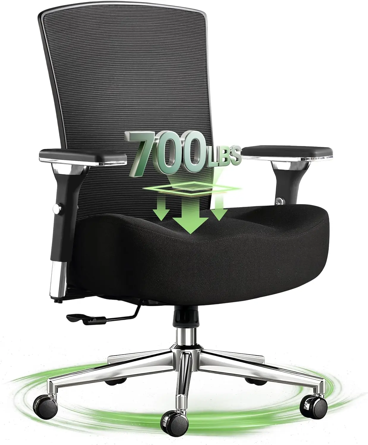 كرسي مكتب كبير وطويل بوزن 700 رطل مع وسادة مقعد مريحة وواسعة وسميكة، كرسي مكتب شبكي كبير الحجم مع ملحق قطني قابل للتعديل #1